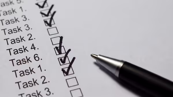 Small daily checklist with completed tasks marked